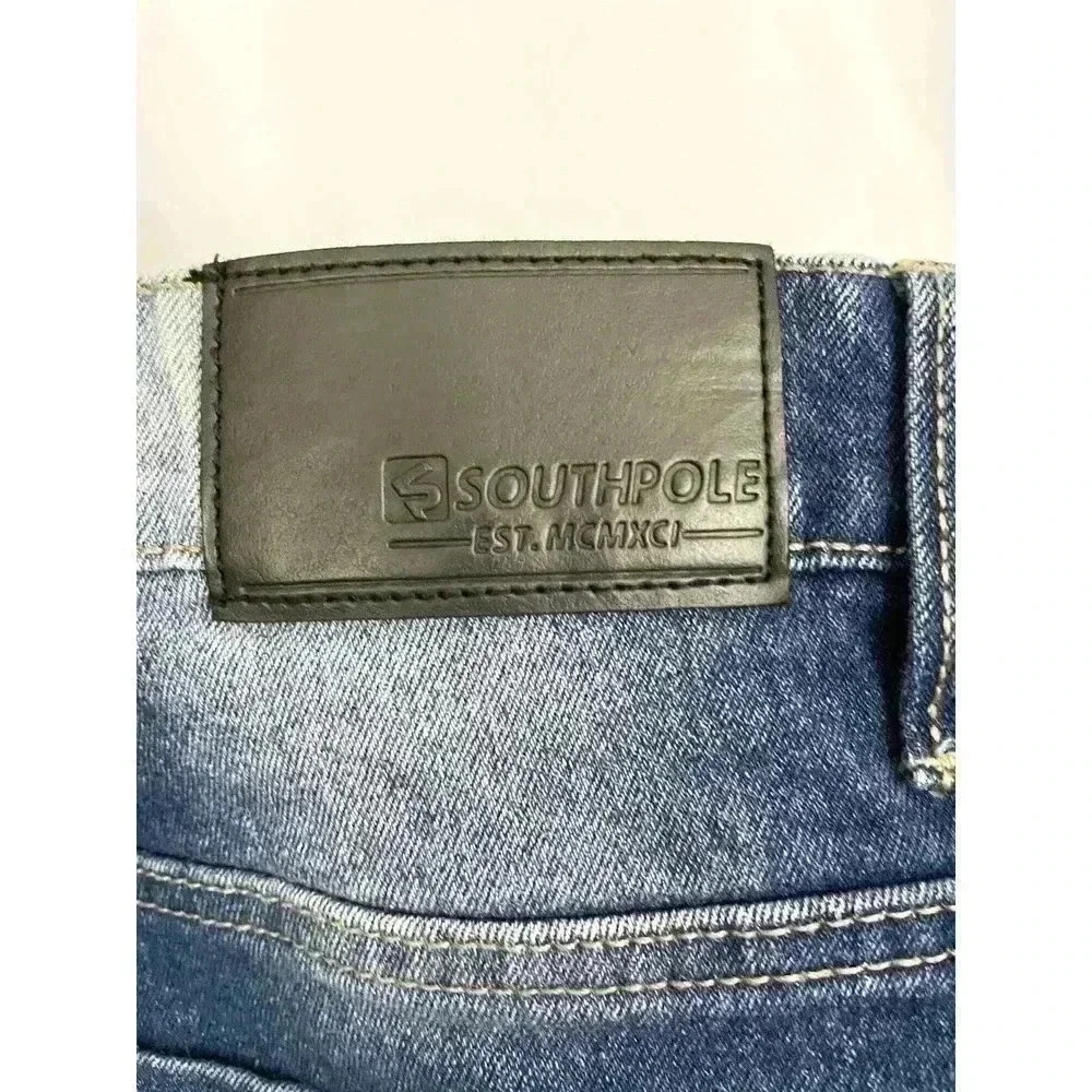 Southpole Blue Skinny Jeans Denim Moto Biker‎ Stretch 32x32 Mens - Picture 9 of 11